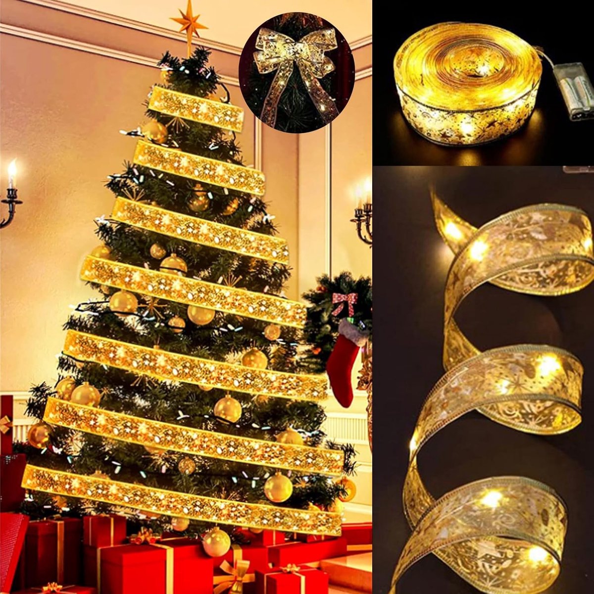 Kerstranchen met 50 LED - 5 m warm wit - batterijgevoed - sfeervolle kerstdecoratie - ShopVlot