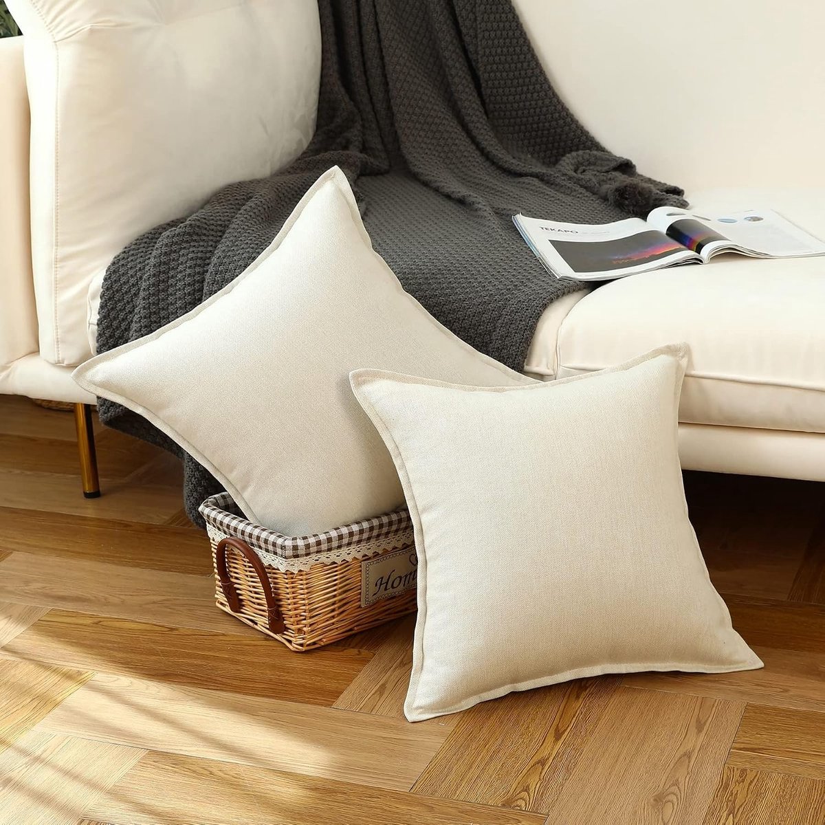 Pillowcases 50 x 50 cm - neutrale linnen - rustieke stijl - voor sfeervolle woonkamer - ShopVlot