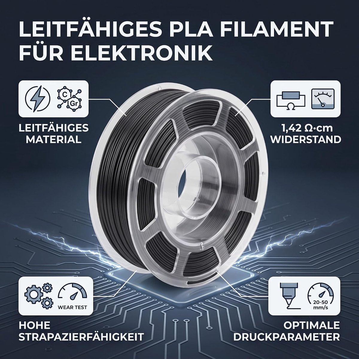 Conductieve PLA filament 1.75Mm - Zwart PLA sterk - Voor diverse 3D projecten - Ideaal voor sleutelhangers - ShopVlot