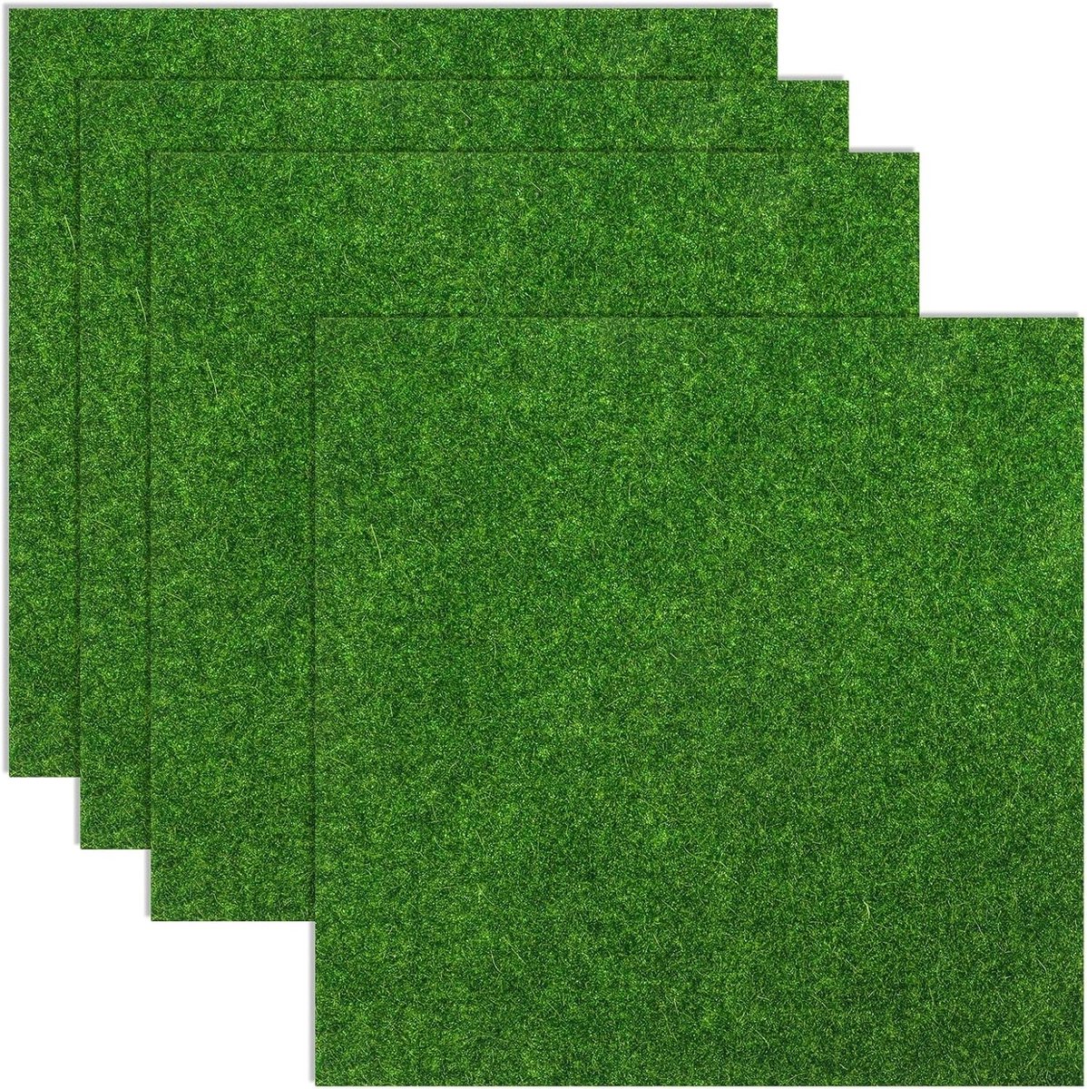 Set van 4 Kunstgras voor Creatieve Projecten 20 x 20 cm Miniatuur Mos voor Tuin, Poppenhuis Decoratie en Miniatuur Ornamenten