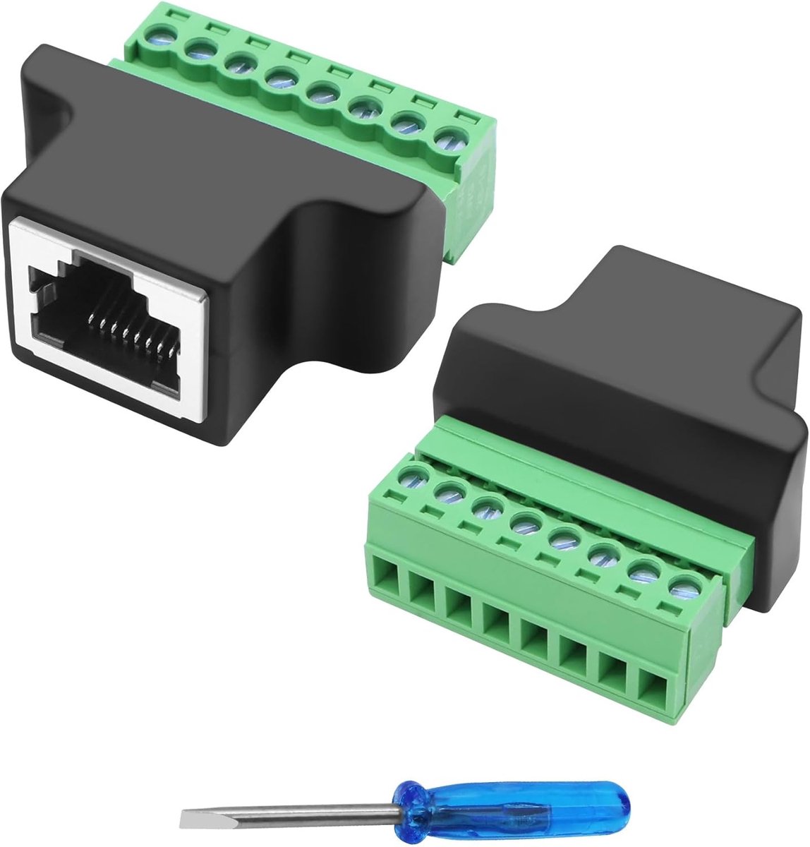 MEIRIYFA RJ45 Screw Clamp, Block Adapter RJ45 8P8C Bus to 8 Pin Solderless Screw Clamp Network Ethernet Plug for - ShopVlot