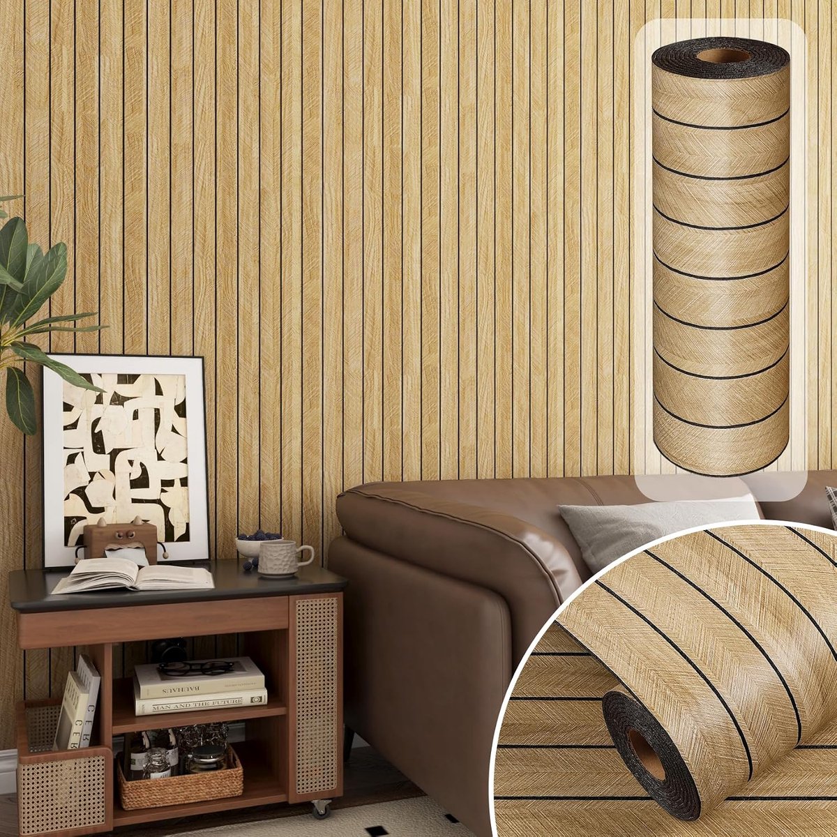 Decotalk 3D Wall Panels Self-Adhesive Wood Look Light Brown 30x500cm 3D Brown Wood Look Wall Sticker Waterproof Wood - ShopVlot