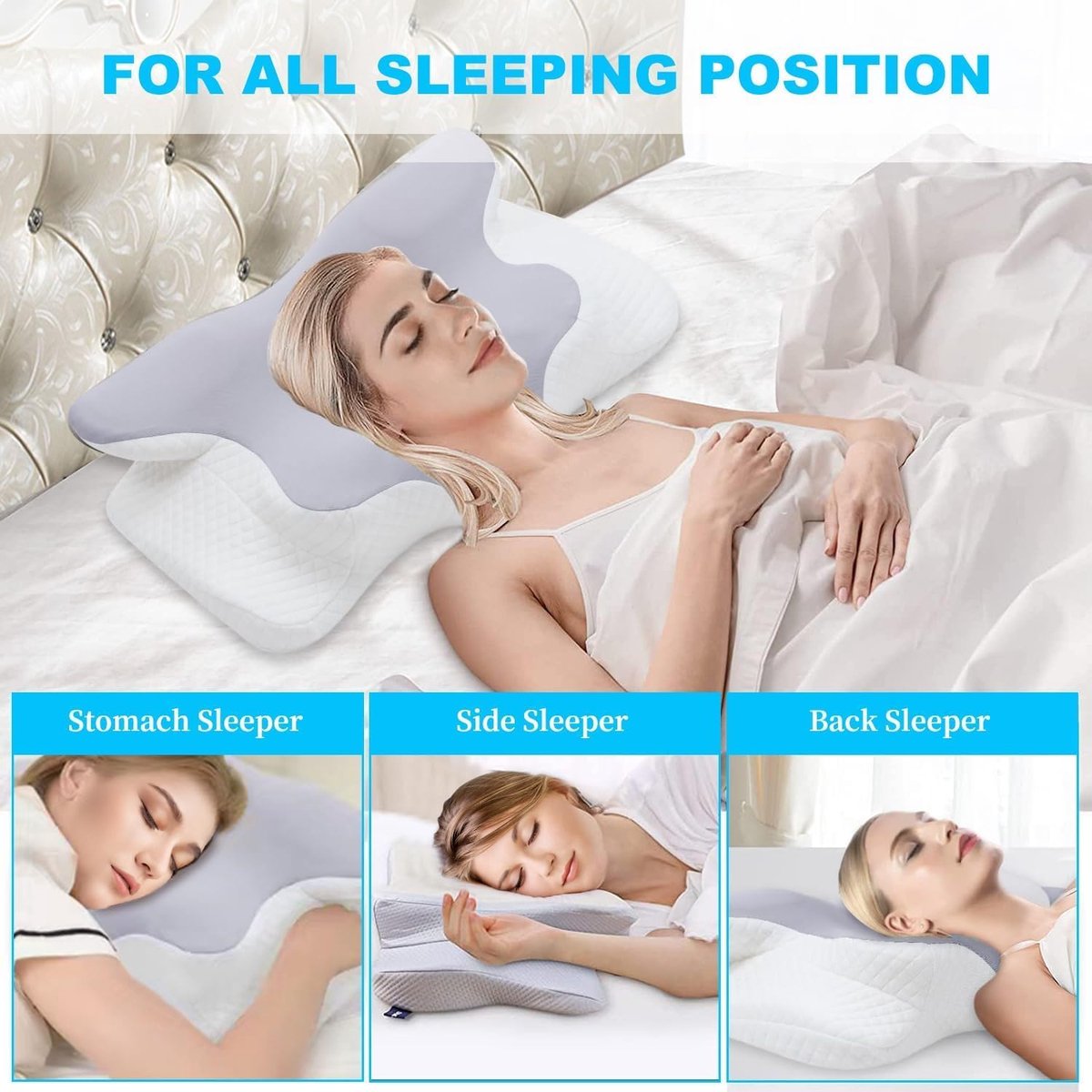 Memory Foam Neck Support Pillow, Memory Foam Pillow, Supportive Neck Pillow, Ergonomic Orthopaedic Pillow, Height - ShopVlot