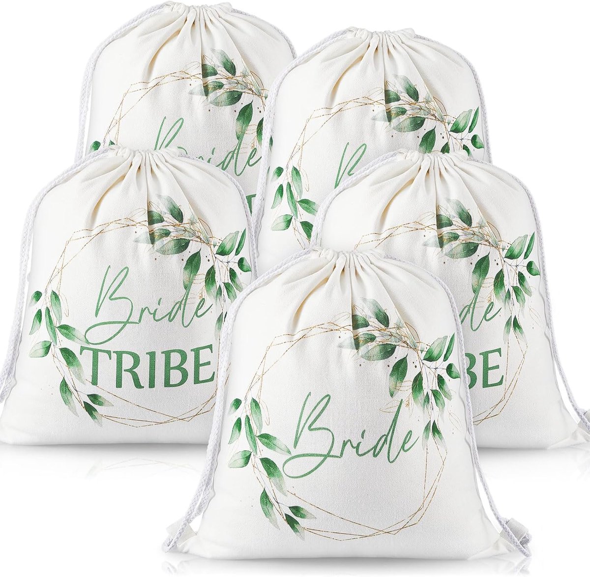 Weewooday 5 Backpacks Bride Bride, Includes 1 Bridal Bag and 4 Drawstring Pockets, Bride Tribe Canvas Drawstring - ShopVlot