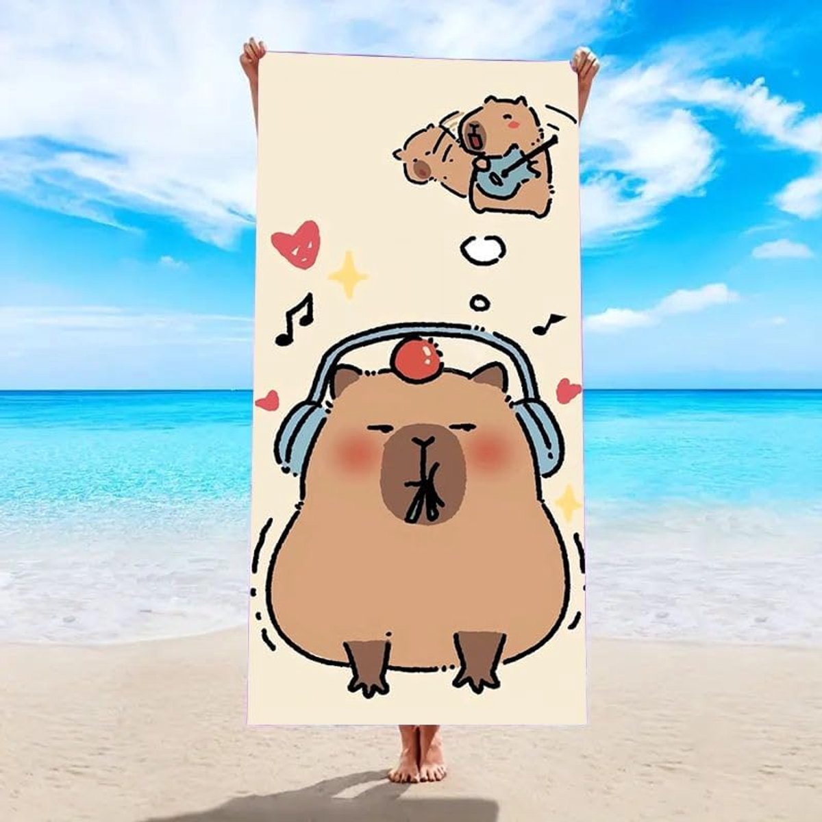 Capybara Strandlaken, Capybara Microvezel Handdoek Licht Badlaken Sauna Handdoek Zachte Strandhanddoeken Sneldrogende - ShopVlot