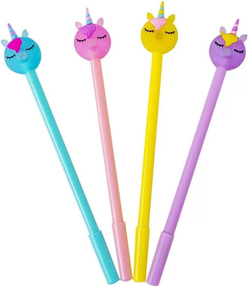 Pack of 4 Gel Ink Pens 0.5mm Kids Creative Ballpoint Pen for Family School Office Quick Drying Large Capacity - ShopVlot