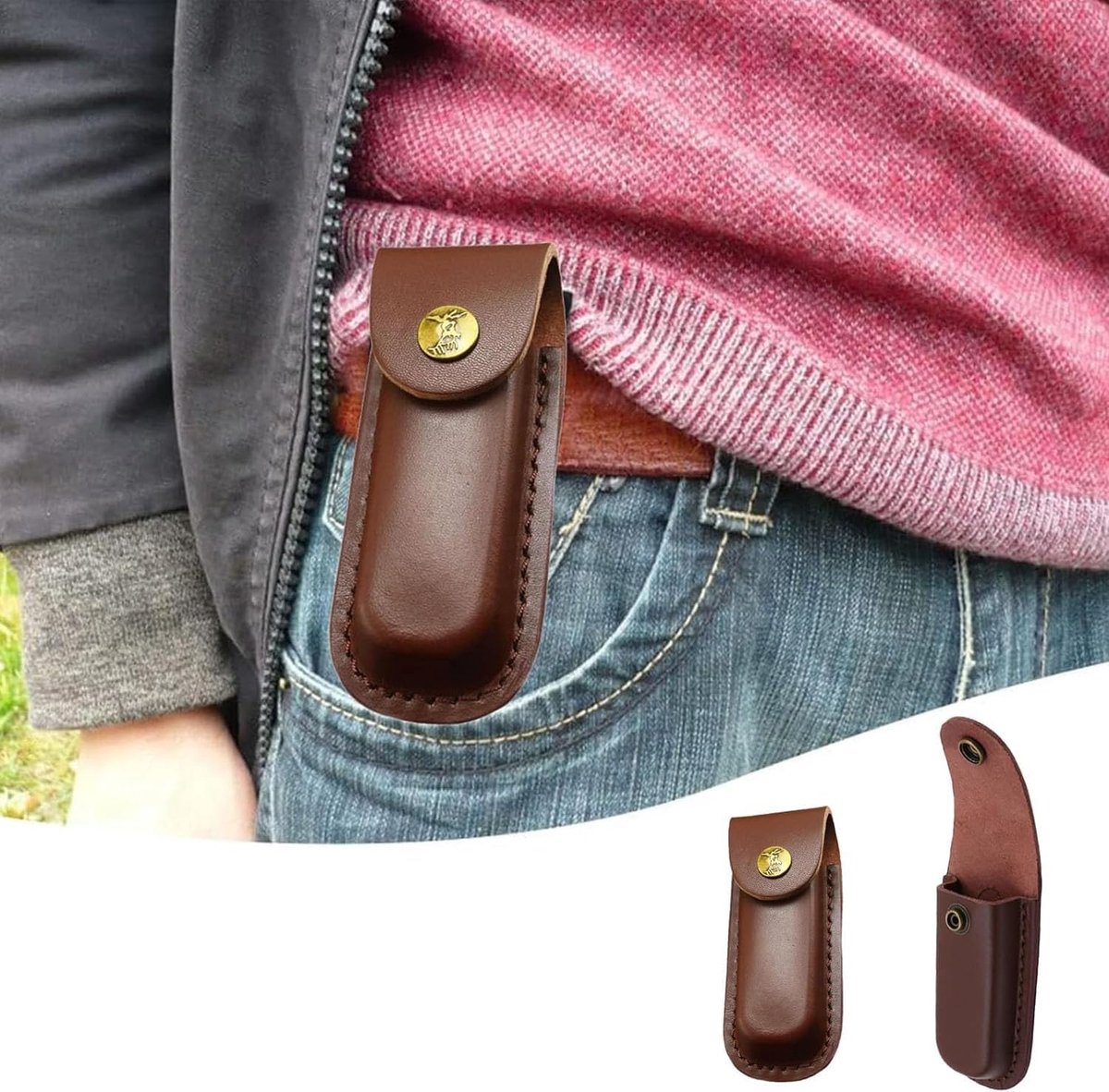 Knife Sheath Leather, Folding Knife Case, Holster, Handmade Leather Sheath, Folding Pocket Knife Cover, Pocket Manure - ShopVlot