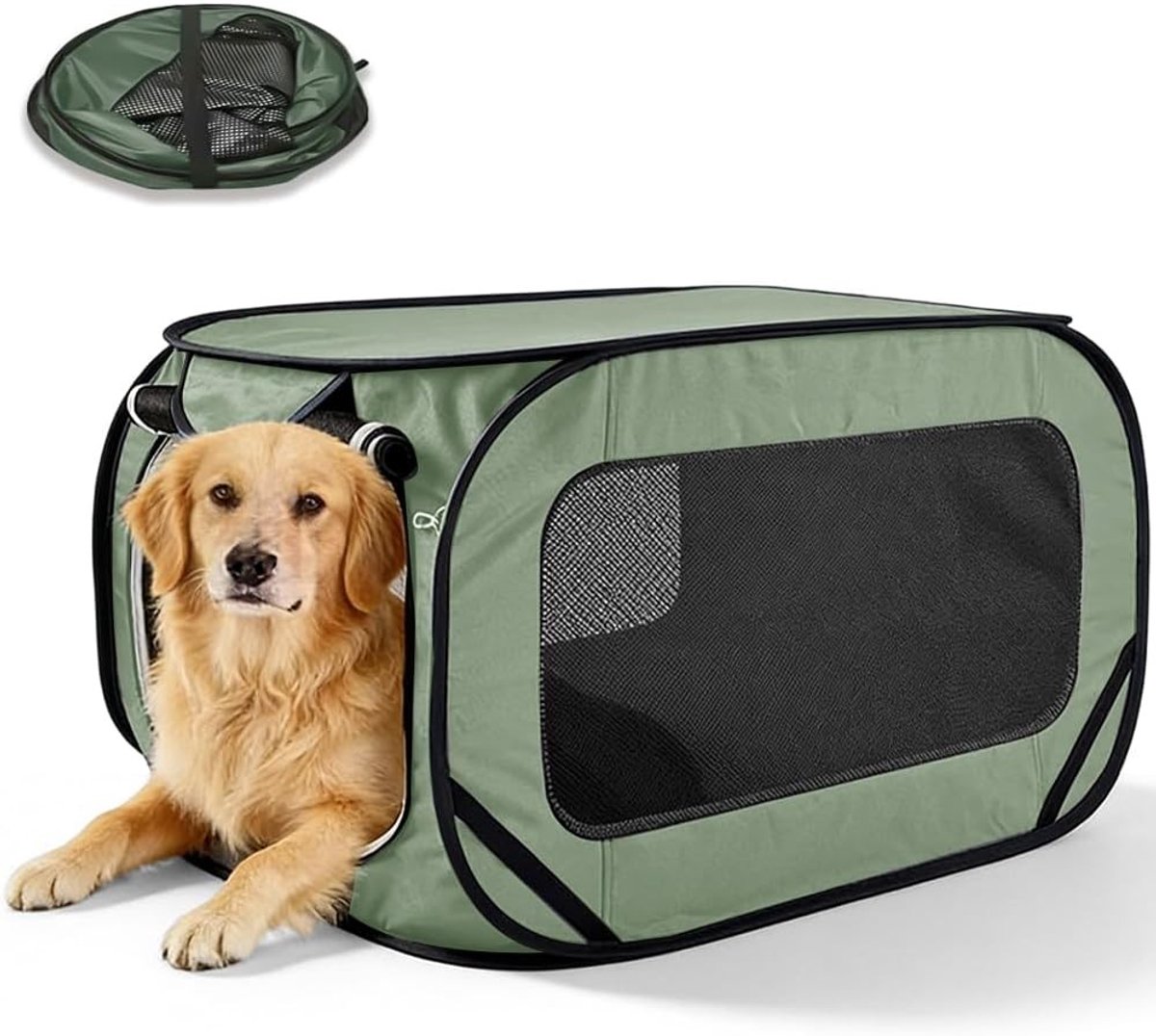 Vouwbare honden- en kattentransportbox met dubbele deuren, 94 x 53 x 53 cm, ideaal voor reizen, veilig en comfortabel voor huisdieren