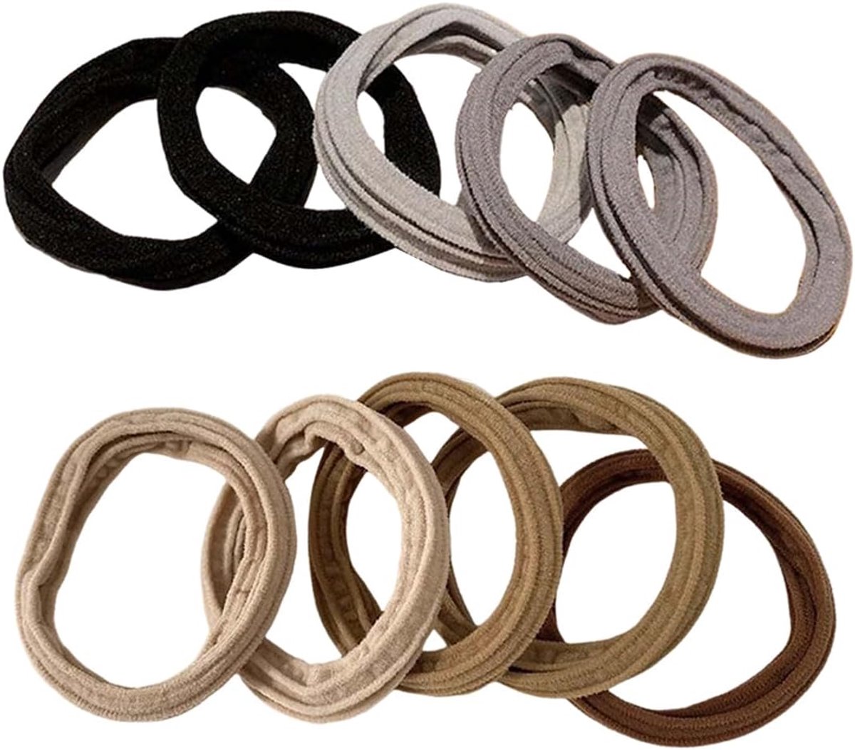 Pack of 10 Hair Bobbles with Zip, Hair Bobbles, Hair Accessories for Women, Black and Brown - ShopVlot