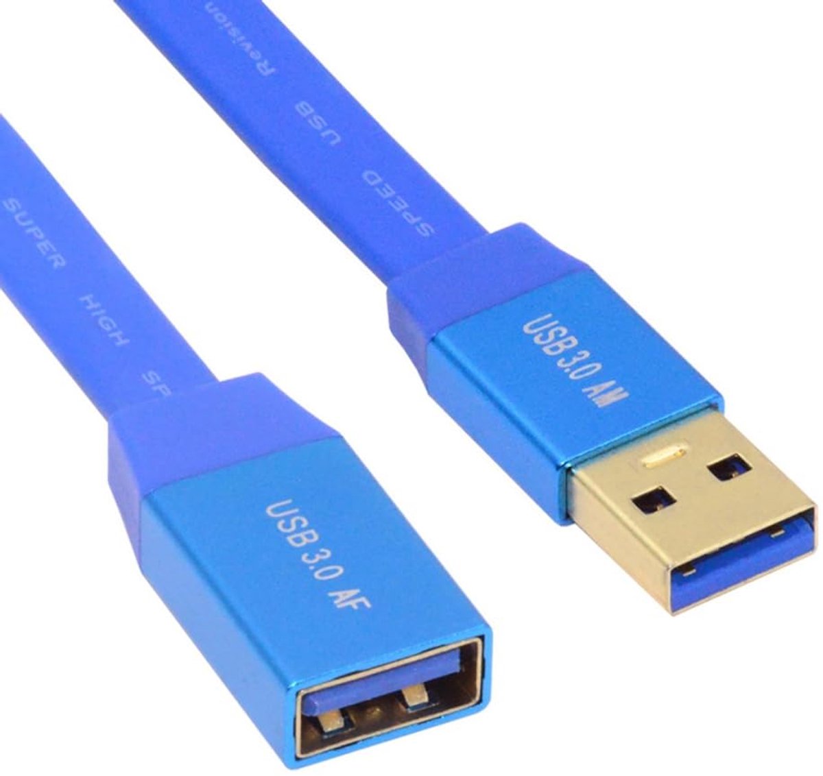 Cablecc 5Gbps ultraplatte, slanke USB 3.0 Type-A mannelijke naar USB 3.0 A vrouwelijke kabelverlenging blauw voor - ShopVlot