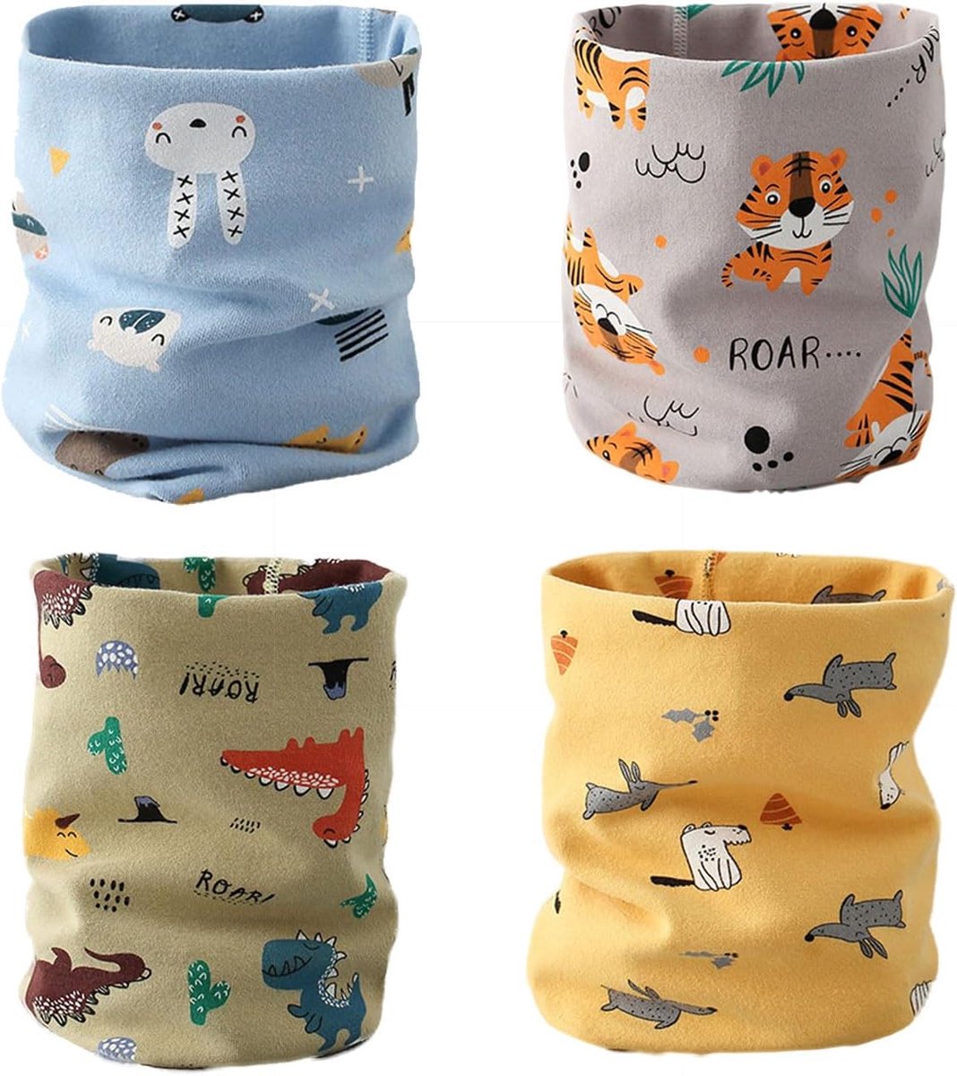 Baby Cotton Scarf 4 Piece Baby Scarf Winter Round Neck Kids Multifunctional Windproof Warm Multicolor 13.97*7.87inch - ShopVlot
