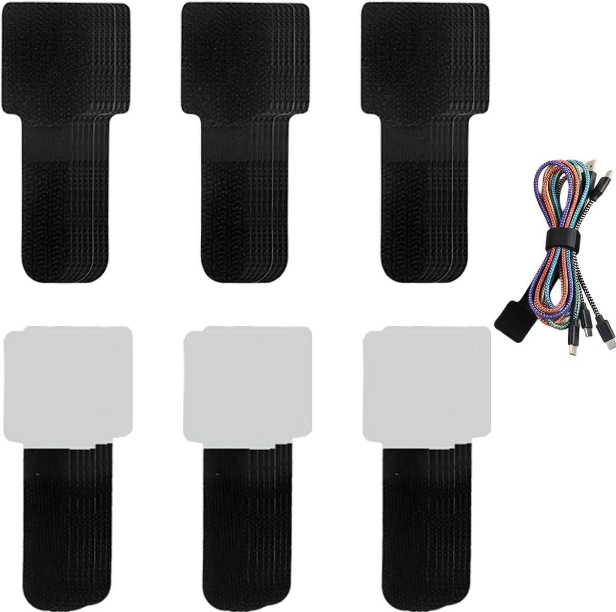 Kabelmanagementset 60 herbruikbare banden - nylon en polyester - met industriële lijm - eenvoudig te installeren - ShopVlot