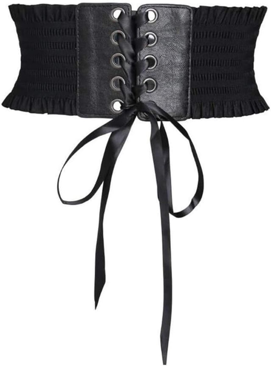 Lady Lace-up Belts Wide Belt Women Dress Decoration Waistband Elastic Cincher Corset, Black, One Size, Black, One Size - ShopVlot