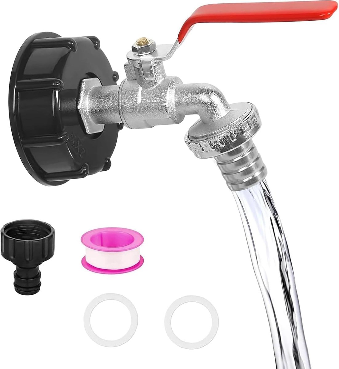 1 stuk IBC-tank-afvoerkraan, 3/4 inch adapter en accessoires voor watertanks voor 600/1000 liter containers - ShopVlot