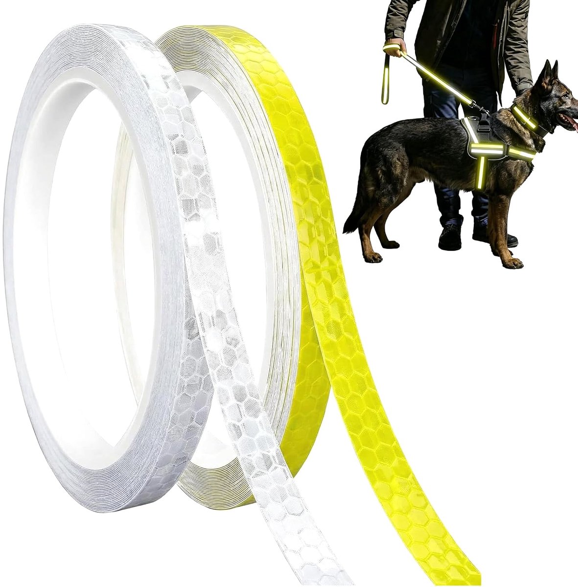 2 rollen reflecterende tape, waterdichte zelfklevende waarschuwingsstroken met hoge intensiteit, fluorescerende witte - ShopVlot