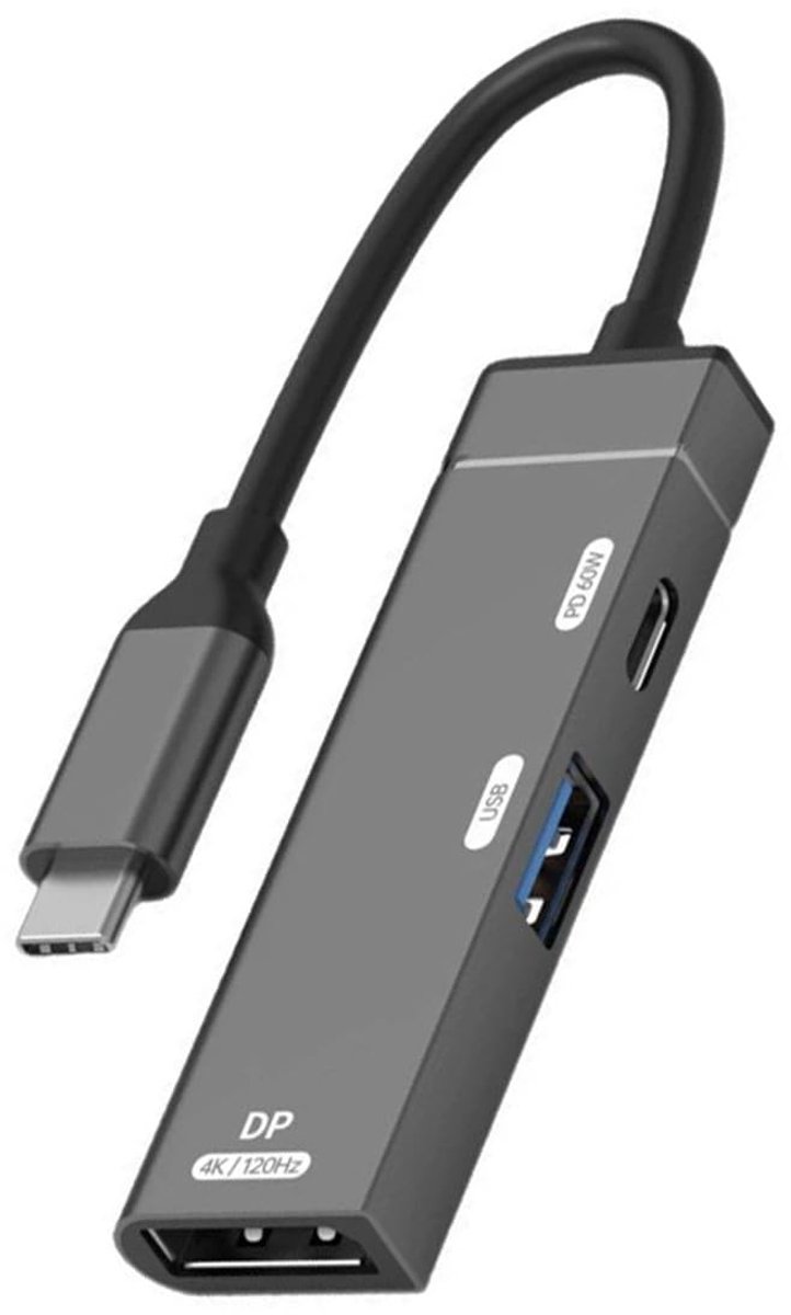 Type-C to DisplayPort 4K@120Hz & USB 3.0 OTG & Charger USB-C to Standard DP Converter Monitor Multiport Adapter with - ShopVlot