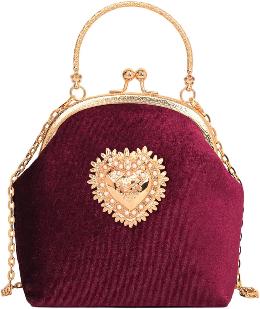 Pahajim Women's Evening Bag Elegant Vintage Clutch Ceremony with Chain Wedding Bride Cocktai Banquet - ShopVlot