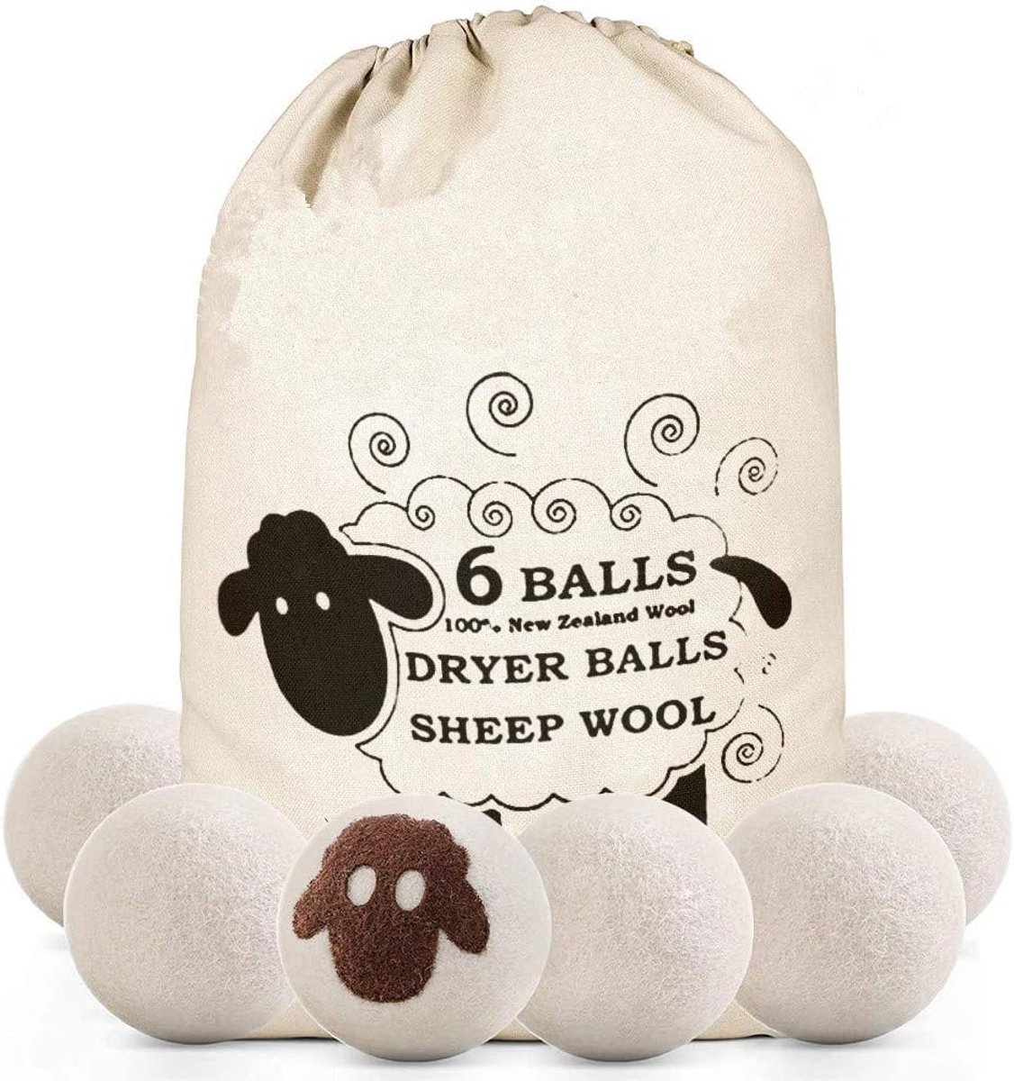 6XL Dryer Balls Sheep Wool Dryer Balls for Tumble Dryer, Natural Fabric Softener - ShopVlot