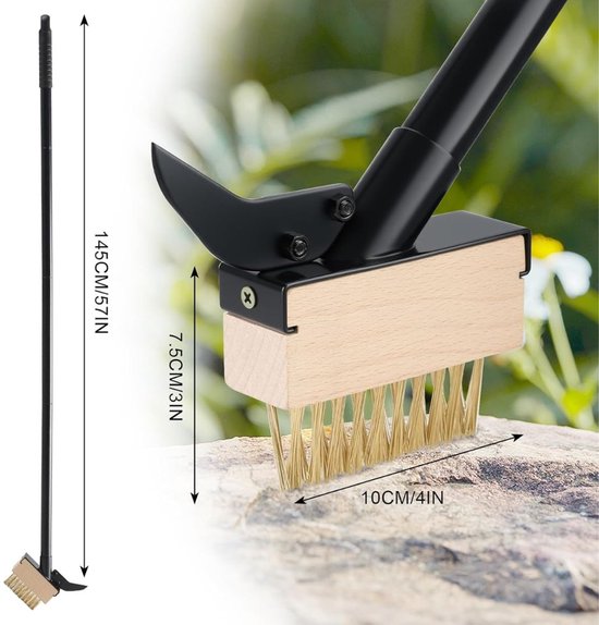 NIVA® Onkruidborstel - 4 Onkruidverwijderborstels - Voor Tuin en Terras - Zwart/Bruin - 128cm x 10cm x 4cm van Niva — afbeelding 4