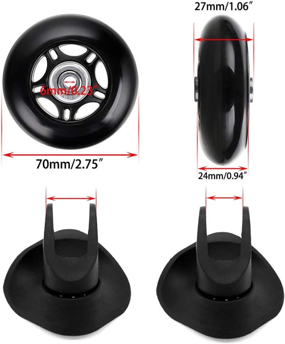 Vervangingswielen voor koffers 70 x 24 mm - Zwart - Stil en slijtvast - Eenvoudige installatie - ShopVlot