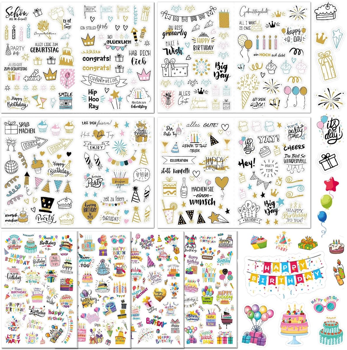 325 stuks stickers verjaardag gastenboek, stickers voor gastenboek, fotoalbum, verjaardagskaarten, geschenken - ShopVlot