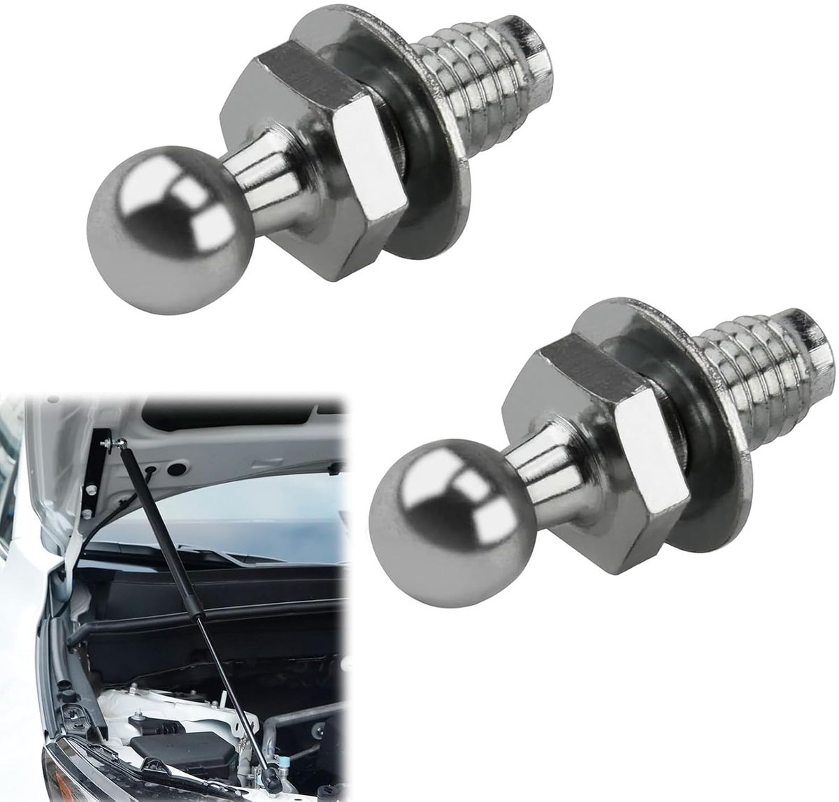 2pcs M8 Ball Pins Bonnets Stainless Steel Reinforced 10mm Ball Head for Gas Springs Car Tailgate and Bonnets - ShopVlot