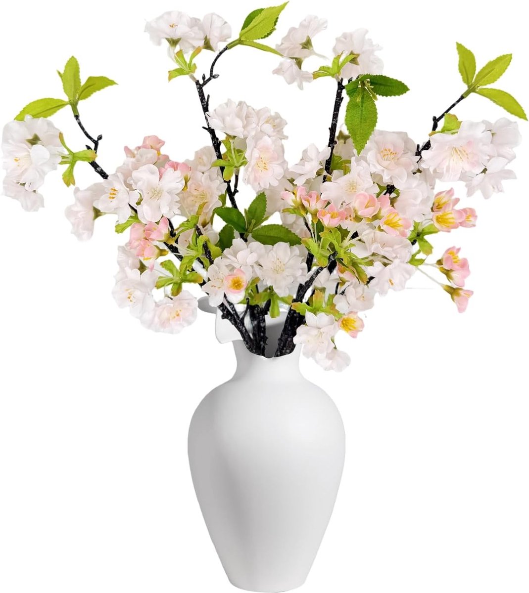 Kunstkersenbloesem, 4 stuks kunstkersenbloesems, stelen, 46 cm lange stelen, kunstzijde, perzikbloesem, takken - ShopVlot