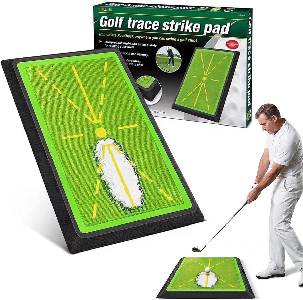 Golf-trainingsmat en golfschommelmat, oefenmat met antislip rubberen basis voor nauwkeurige balstriking en - ShopVlot