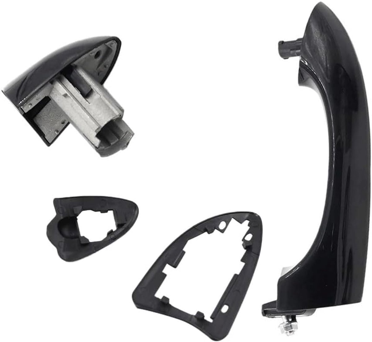 SnelShoppen - Buitenhandgreep Links Glanzend Zwart Voor BMW X5 E53 2000-2006, Voorrecht Achter Rechts, Zonder Boren, 1 Stuk