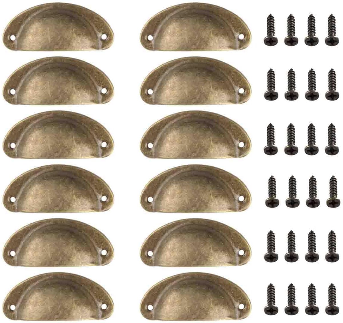 12 Pieces Shell Cup Handle Door Drawer Chest Semicircular Handle Vintage Drawer Pull Handles (Antique Copper) - ShopVlot