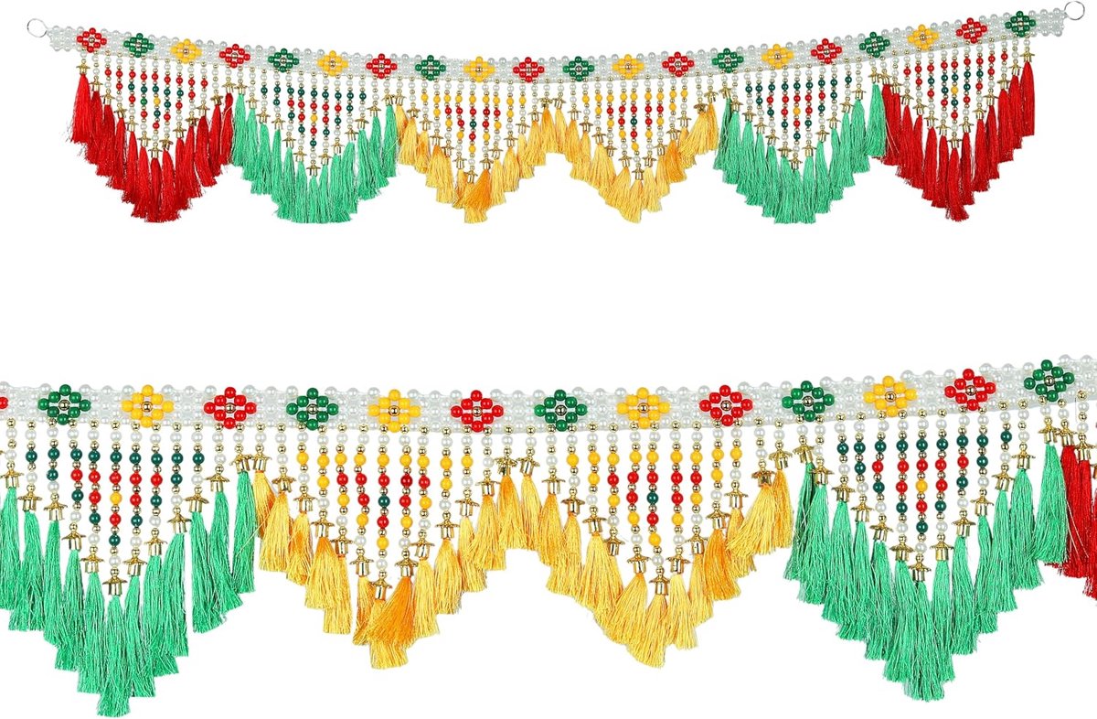 Decorative Toran Door Hanging Artificial Bead with Colorful Tassel Wall Hanging for Main Entrance Home Temple Living - ShopVlot