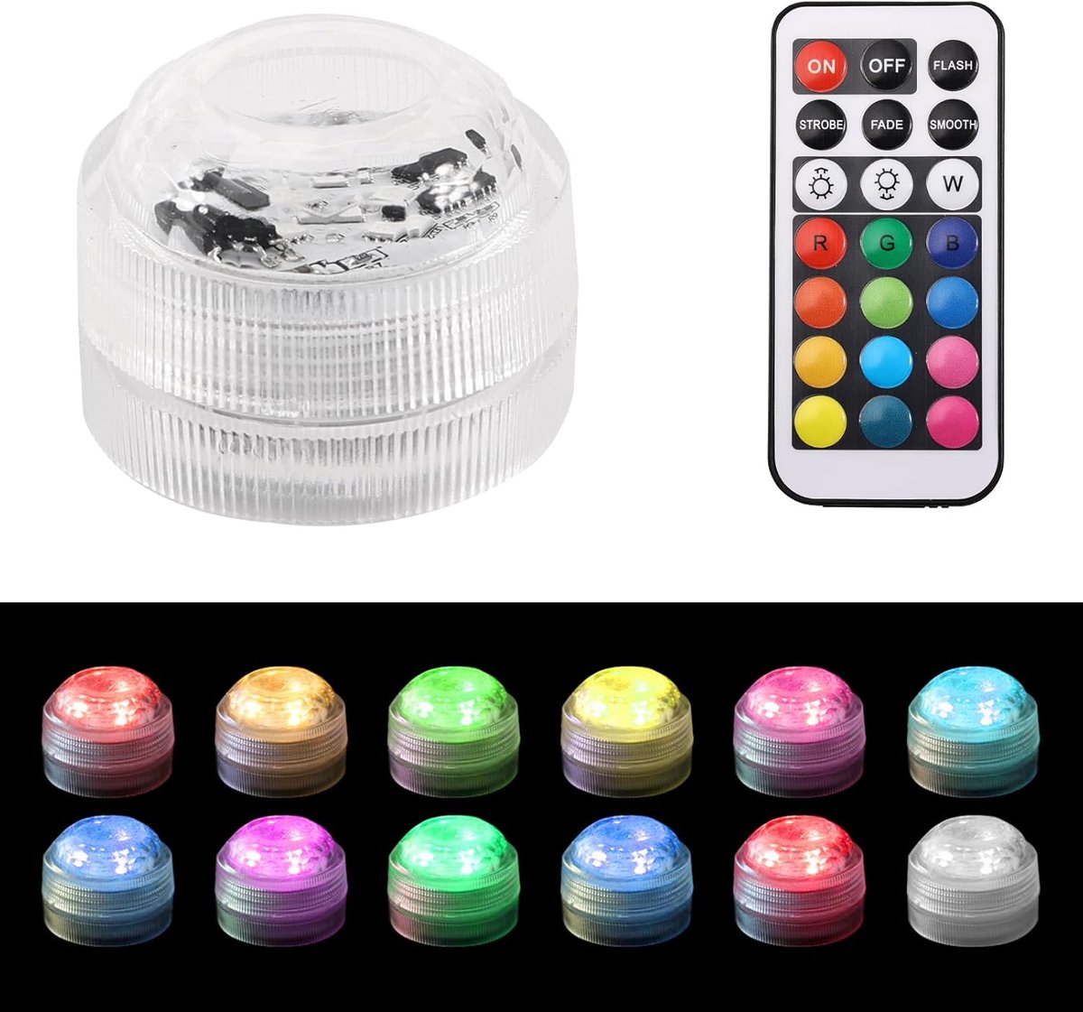 Begonia 12 Pieces Underwater Lights, Mini LED Light with Remote Control, Multicoloured RGB Pool Lights, Waterproof - ShopVlot