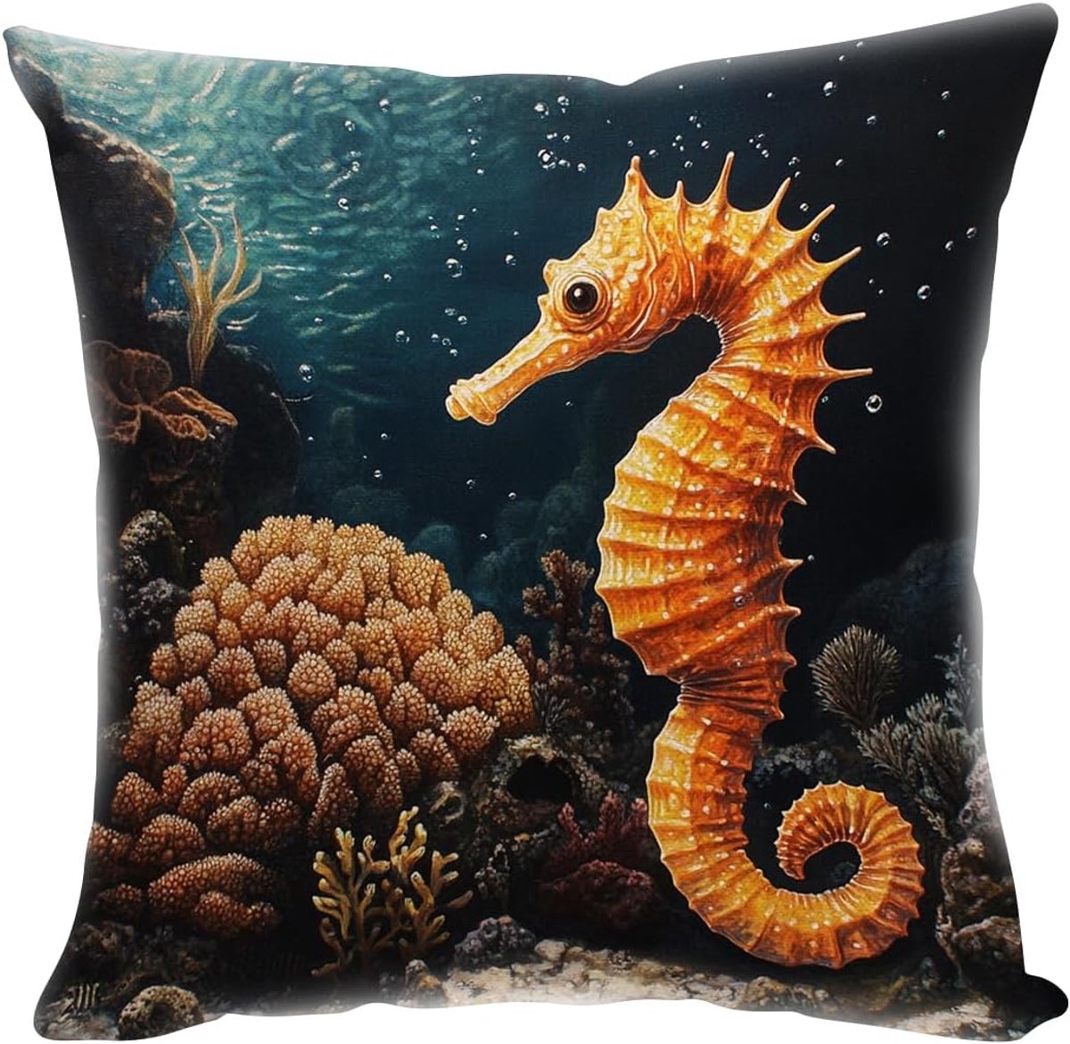 Seahorse Coral Cushion Cover, 40 x 40 cm, Decoration for Sofa, Cushion Covers, Sofa Cushion, Decorative Cushion - ShopVlot