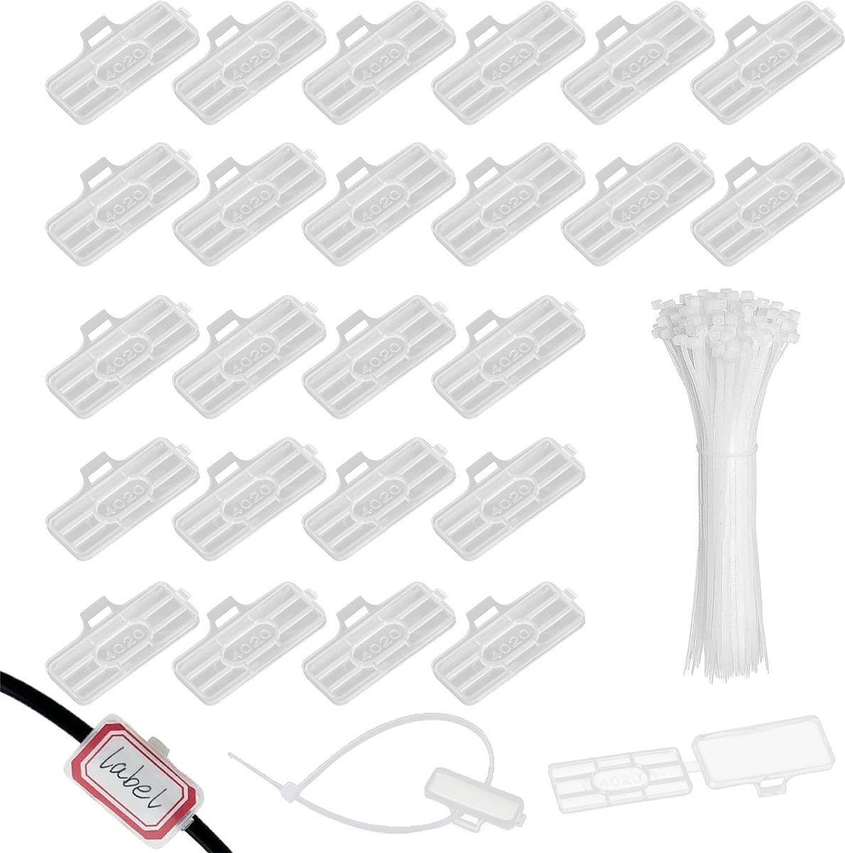 30pcs Cable Tags, Transparent Cable Labeling Clips, Waterproof Cable Labeling Identification Box with 30pcs Nylon - ShopVlot