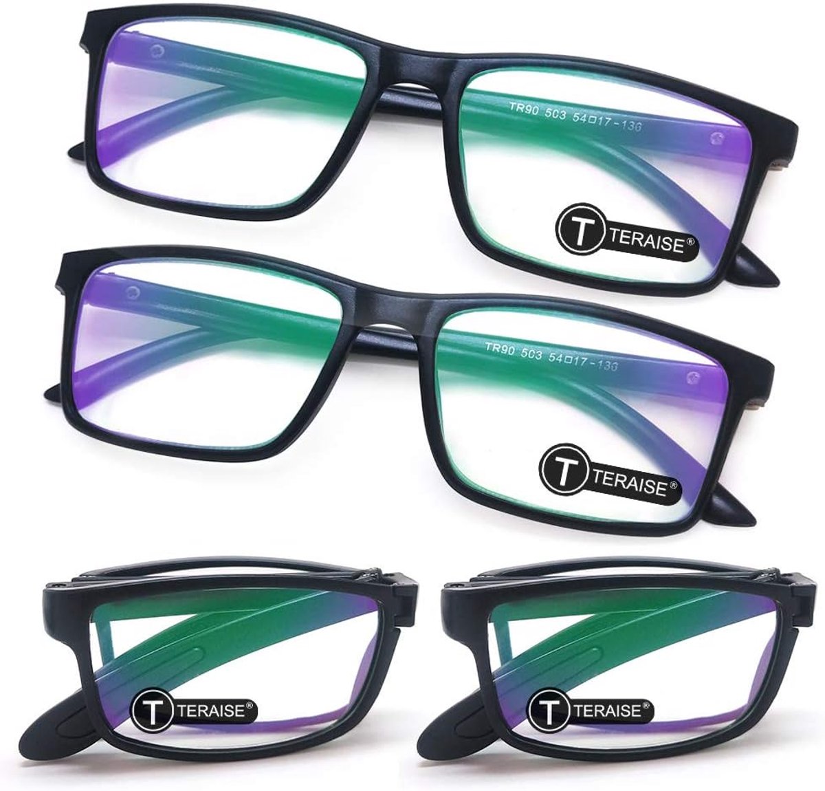 TERAISE 4 Pack Blue Light Blocking Reading Glasses Folden Mini Readers Glasses for Men Women Lightweight Computer - ShopVlot