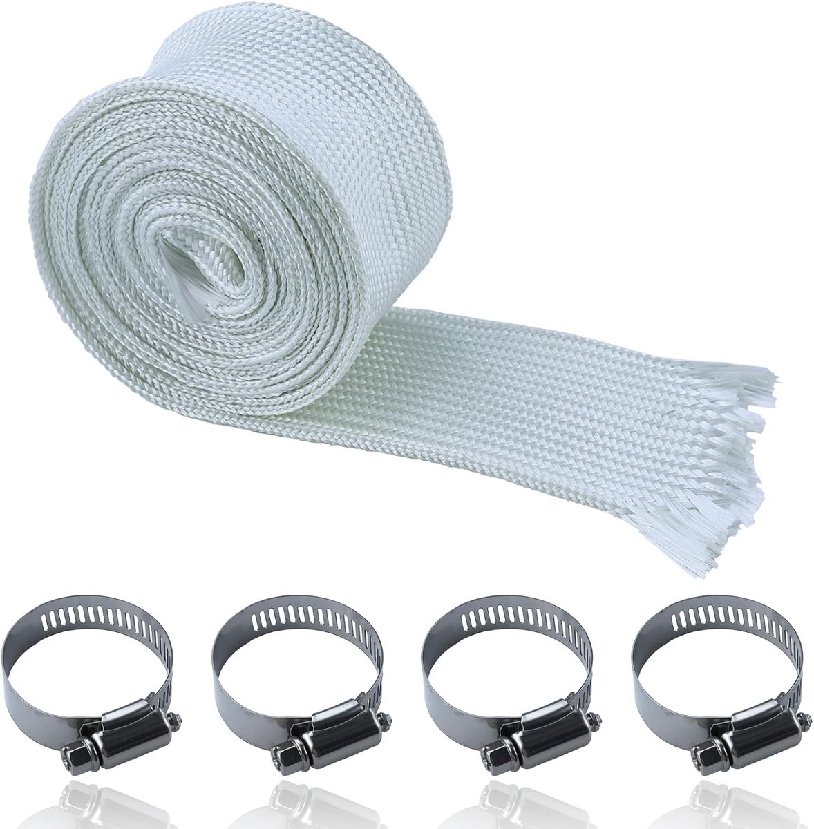 Exhaust Hose, 30 mm, Additional Heating Hose, Fiberglass Hose, Heat Protection Hose with 4 Hose Clamps, for - ShopVlot