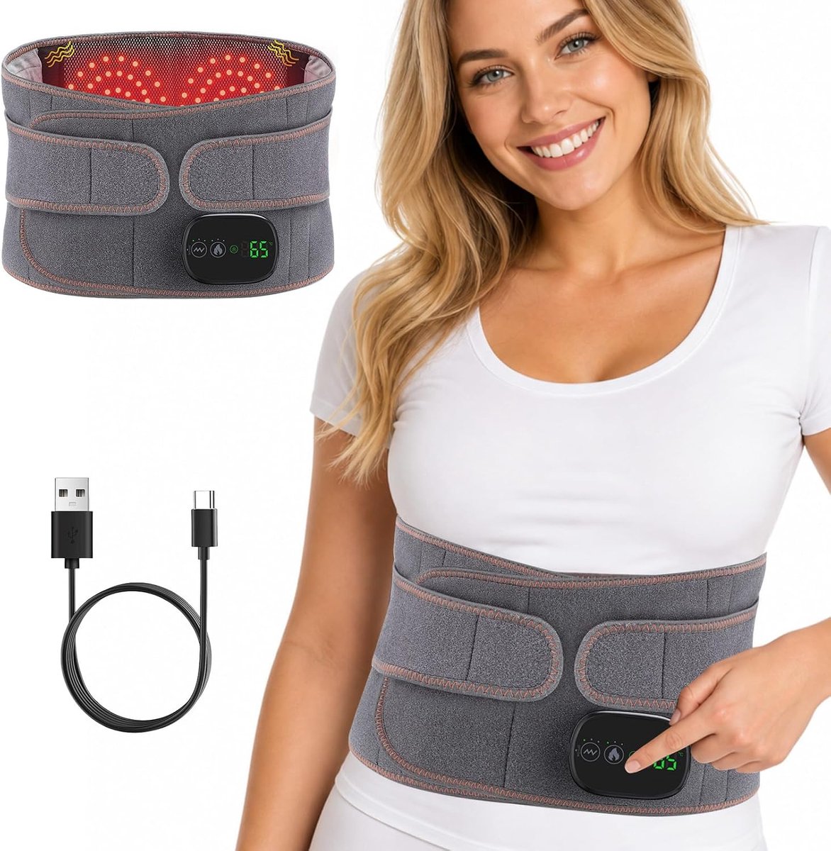 Warmtegordel rug, verwarmingskussen met automatische uitschakeling en 5000 mAh accu, verwarmingskussen rug, 3 - ShopVlot