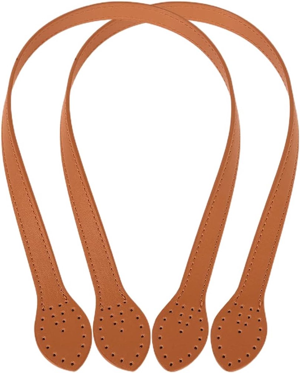 2 Pcs Leather Bag Straps Handbag Handles Thick PU Leather Replacement Bag Handles Durable Light Brown for DIY Handbag - ShopVlot