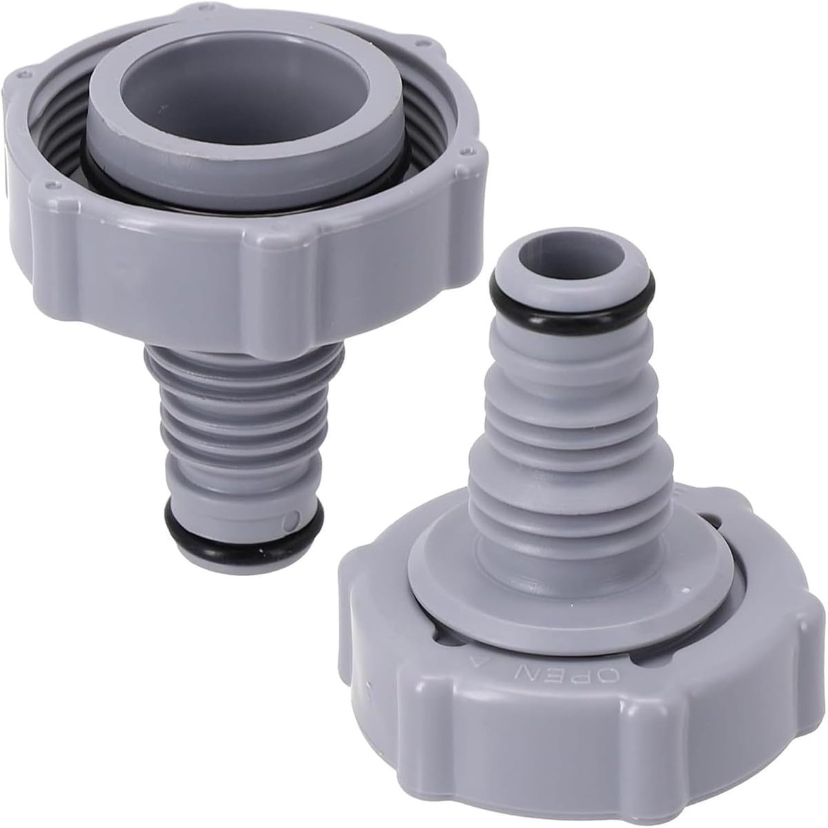 Pack of 2 P6H1419 Drain Valve Drain Adapter for Draining Pool Hose Adapter Hose Drain Valve Connection (Grey, Diameter - ShopVlot