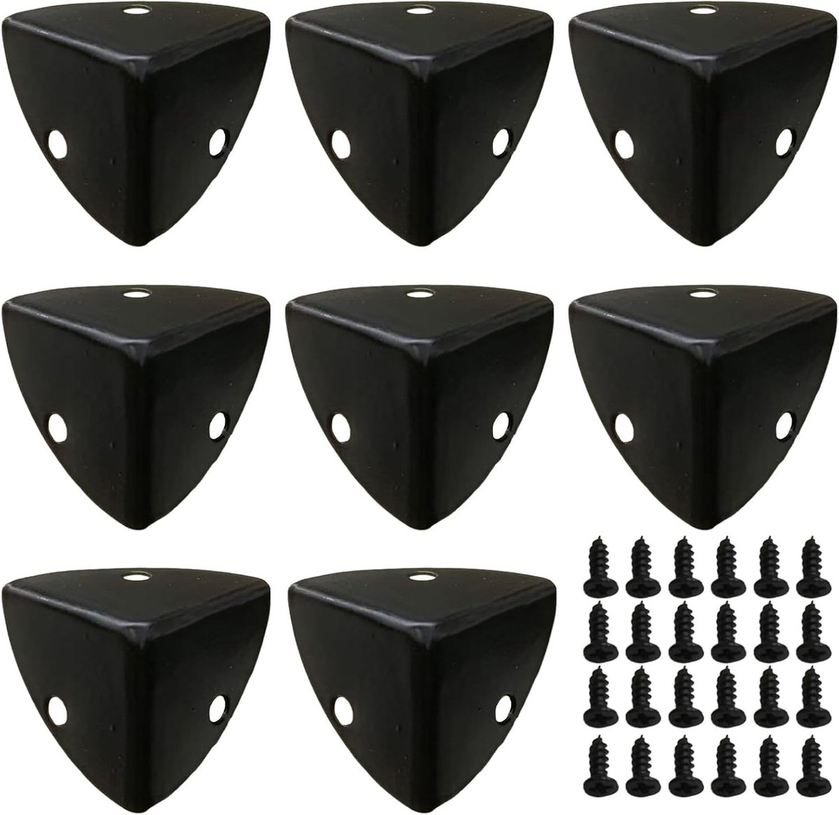 Set of 8 Black Metal Corner Protectors 23 mm for Furniture and Wooden Boxes, Corner Protection, Table Corner - ShopVlot