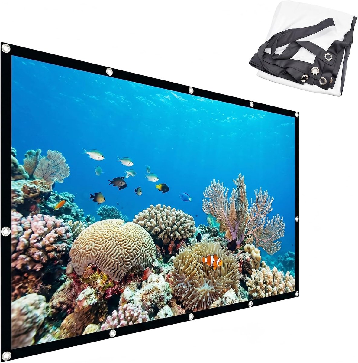 Projectiescherm 100 inch - HD 16:9 opvouwbaar - dubbelzijdig lichtdicht - thuisbioscoop ervaring - ShopVlot