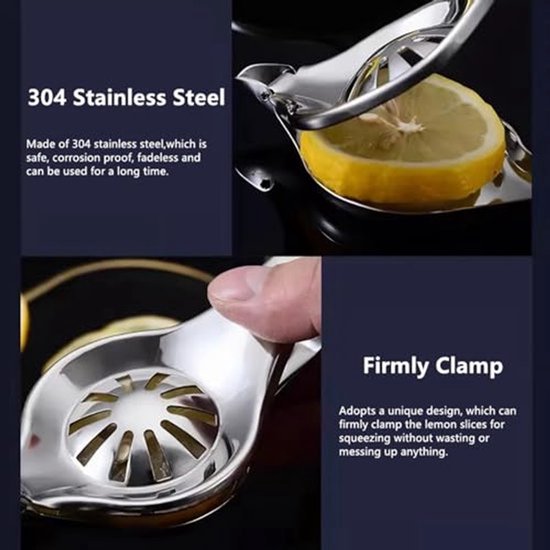Handpers, RVS Schattige Vorm Slice Squeezer Draagbare Hand Juicer voor Sinaasappel Limoen Granaatappel, (Rond) — afbeelding 2