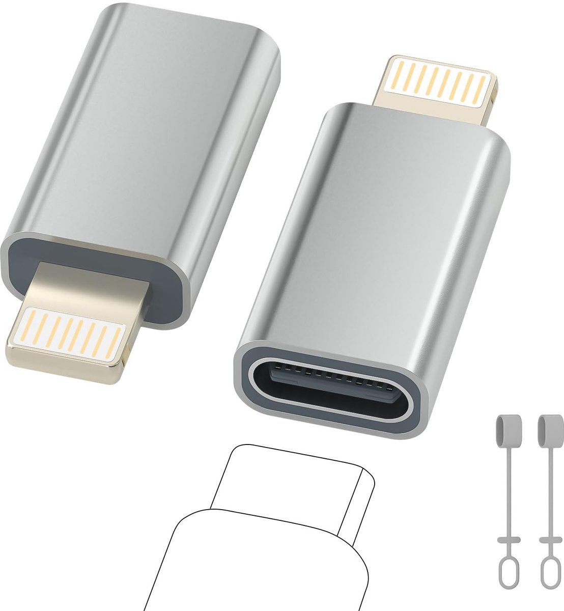 Solidchoice - USB C naar Lightning Adapter, 2-Pack