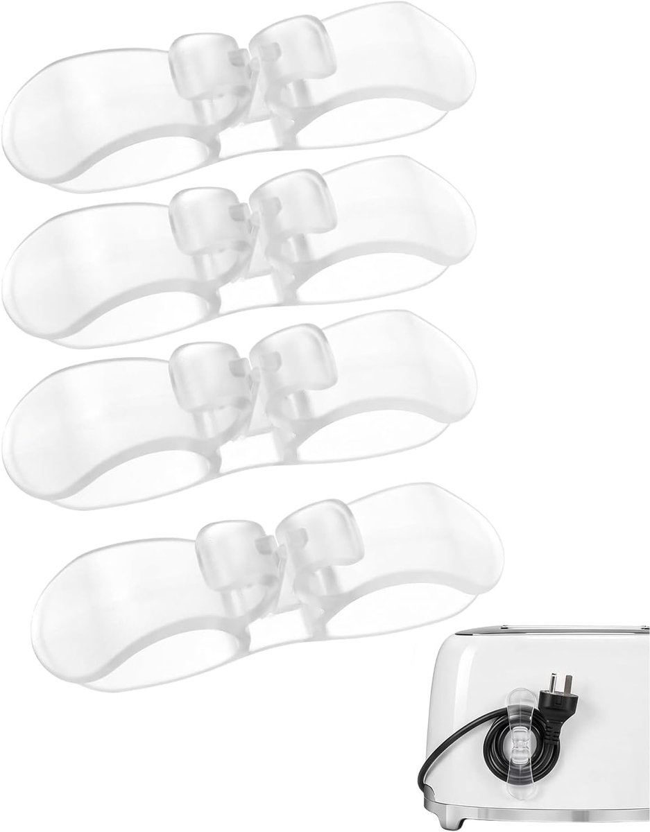 Kabelorganizers 4 stuks - transparant - zelfklevend - onzichtbare kabelorganisatie voor keukenapparaten - ShopVlot