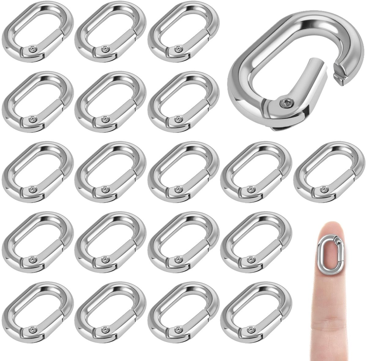 Solidchoice - Set van 20 Ovale Gevulde Karabijnhaken voor Sieraden