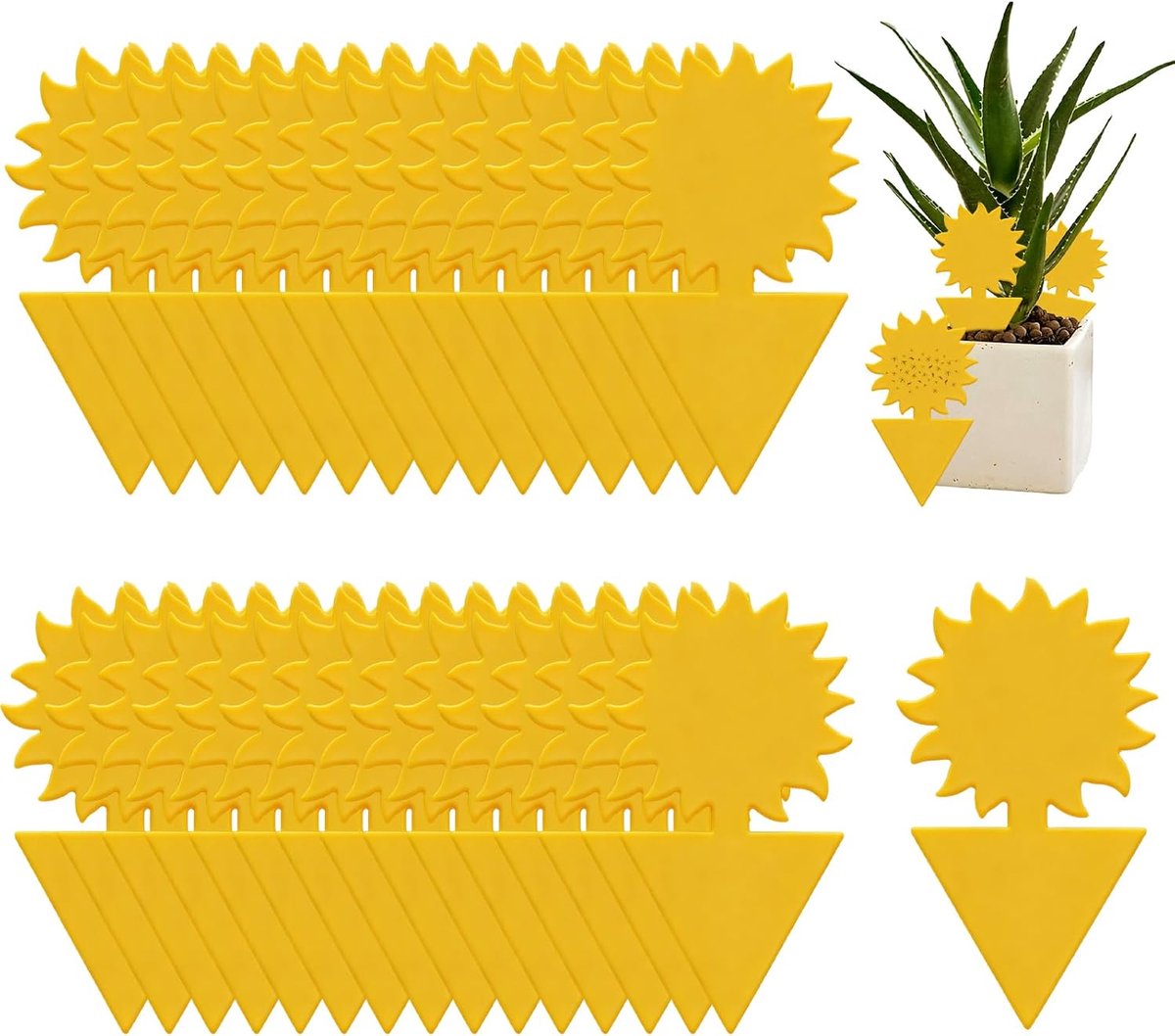 Gele vliegenvanger stickers - 60 stuks - dubbele lijmlaag - effectieve plaagbestrijding voor planten - ShopVlot