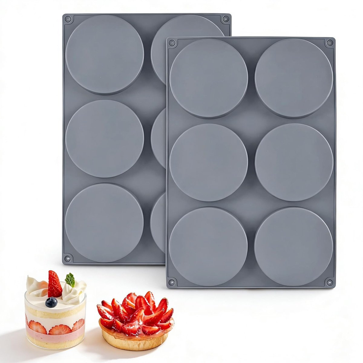 Solidchoice - Set van 2 Siliconen Bakvormen voor Muffins en Taarten, Antiaanbaklaag