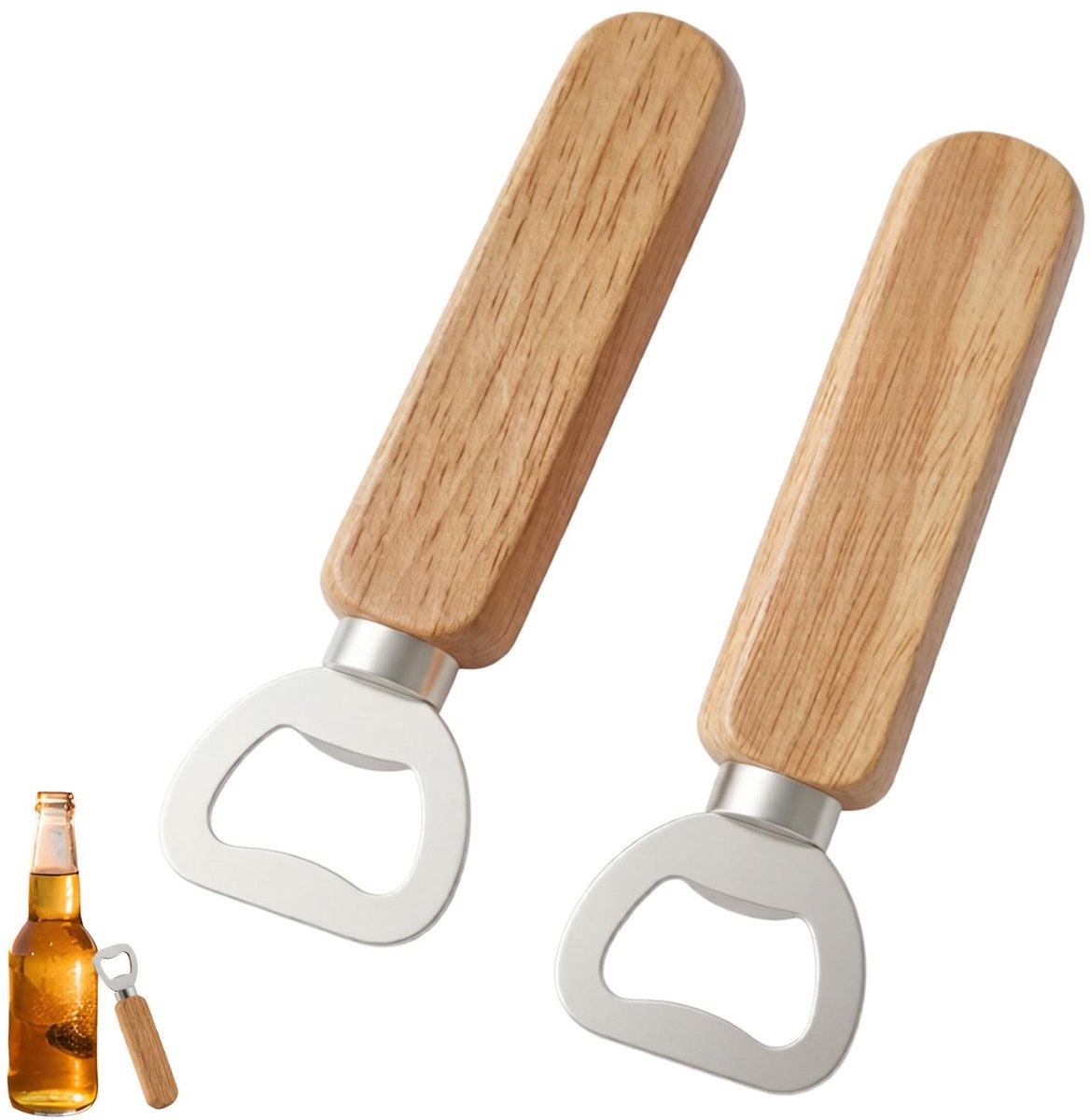 Solidchoice - Flesopener met Houten Handvat, Set van 2