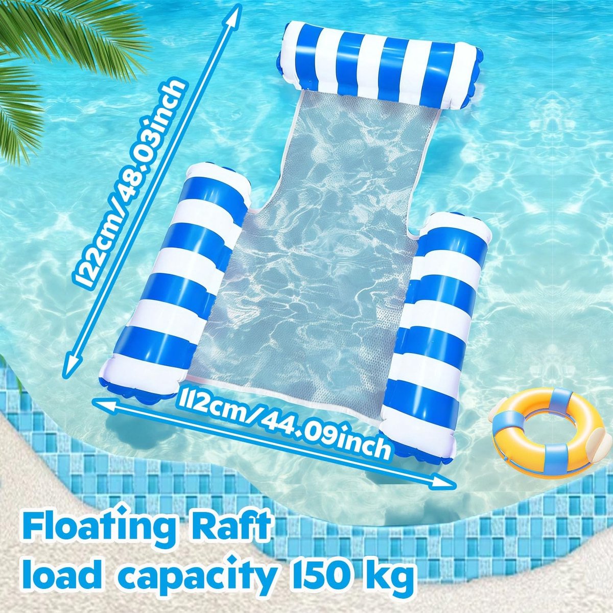 Solidchoice - XL 4-in-1 Opblaasbare Poolmat met Rugleuning en Armsteunen