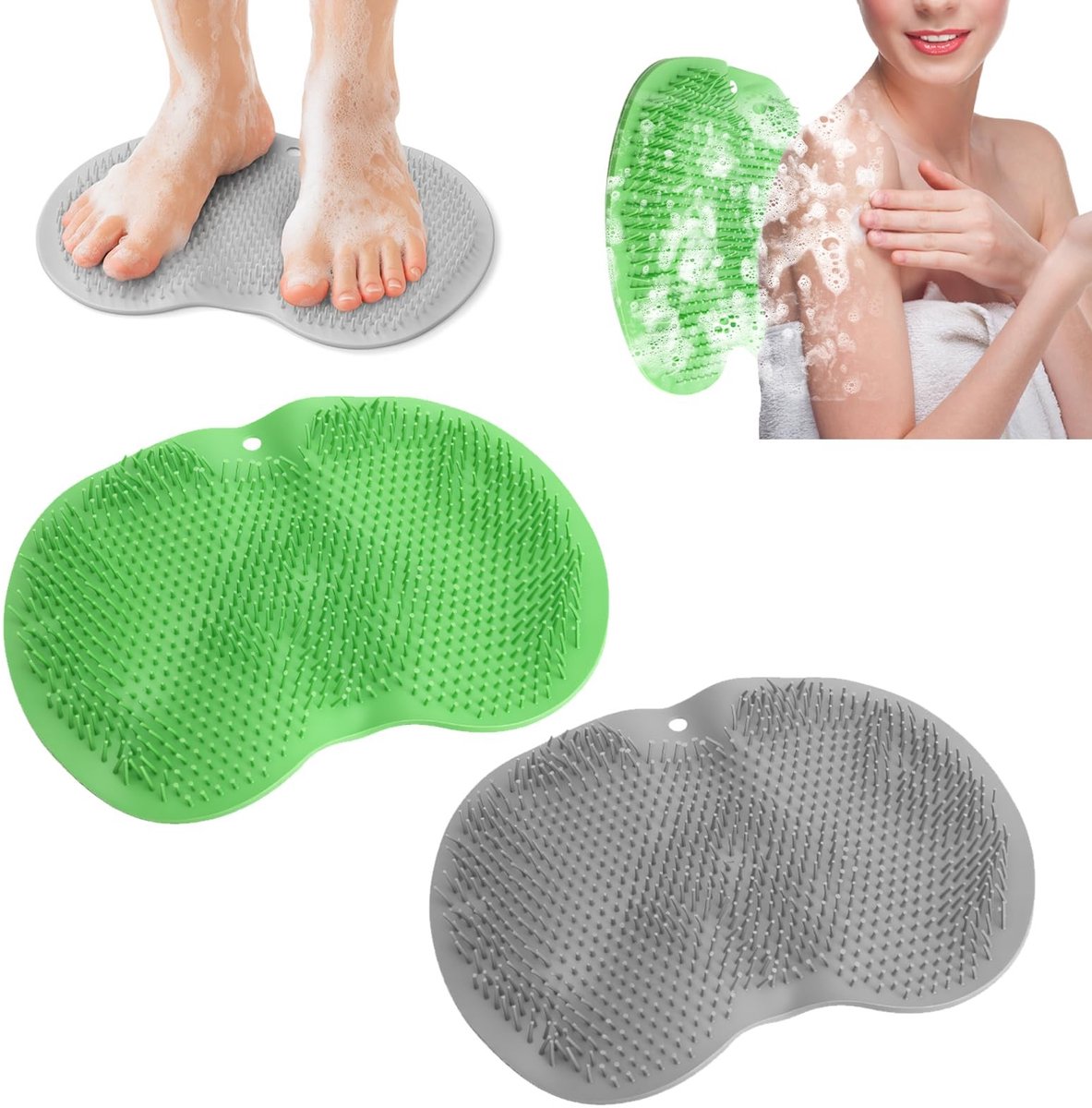 Solidchoice - Set van 2 Voetreinigingsmatten met Massagefunctie